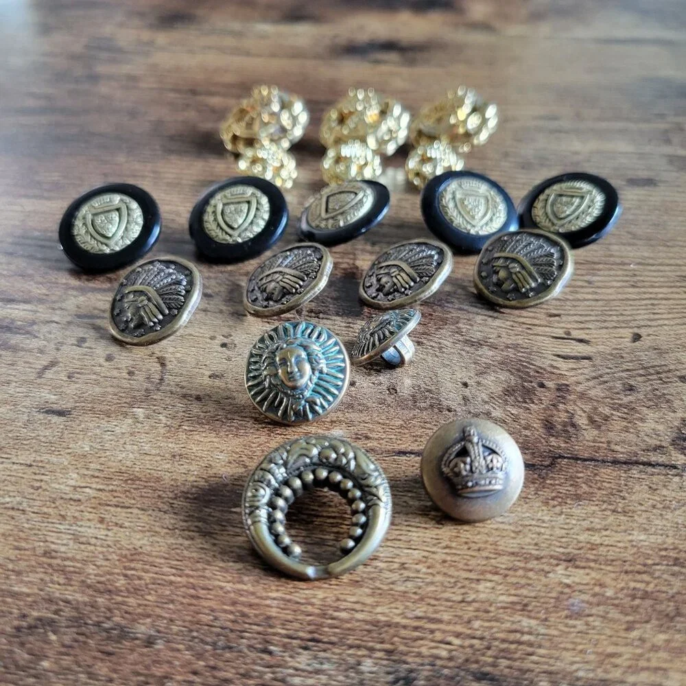Militaria Button Assortment Plastic Shank Style Mixed Lot of 19